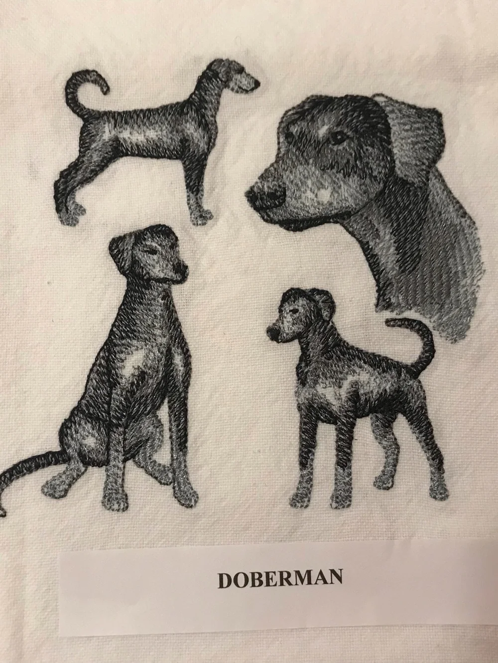Doberman Machine Embroidered Dish Towel
